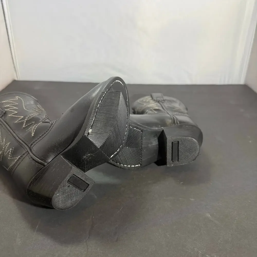 Connie Colt Western Cowboy Boots Black Hand Made Stitching Toddler Girls Size 8